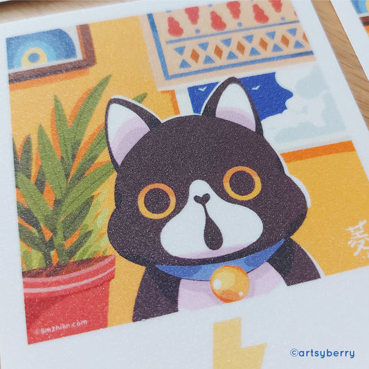 Sparkly Art Print // Mini Polaroid: Kuro Neko