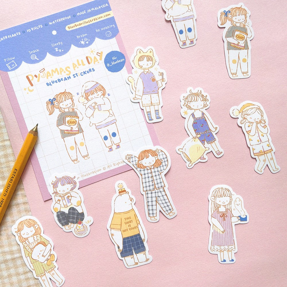 Pyjamas Sticker BlueBean Pyjamas All Day Sticker Pack – chub.my