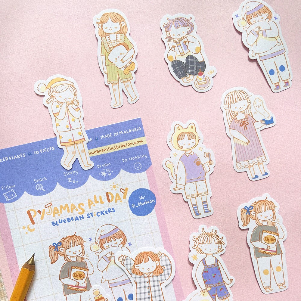 Pyjamas Sticker BlueBean Pyjamas All Day Sticker Pack – chub.my