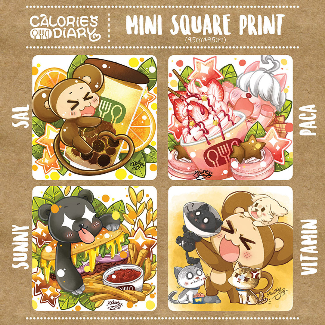 Calories Diary Mini Square print - SUNNY