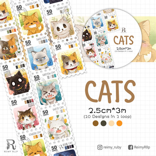 25mm * 3m Stamp Washi - Cats
