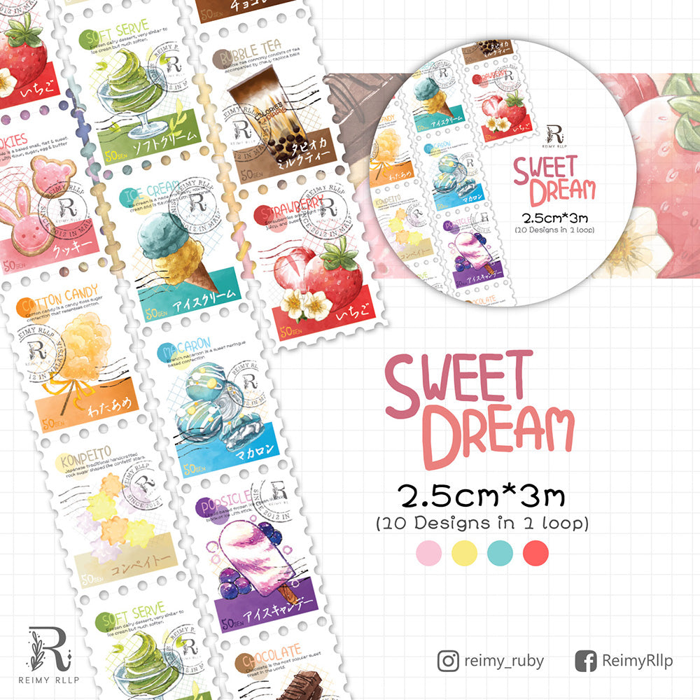 25mm * 3m Stamp Washi - Sweet Dream