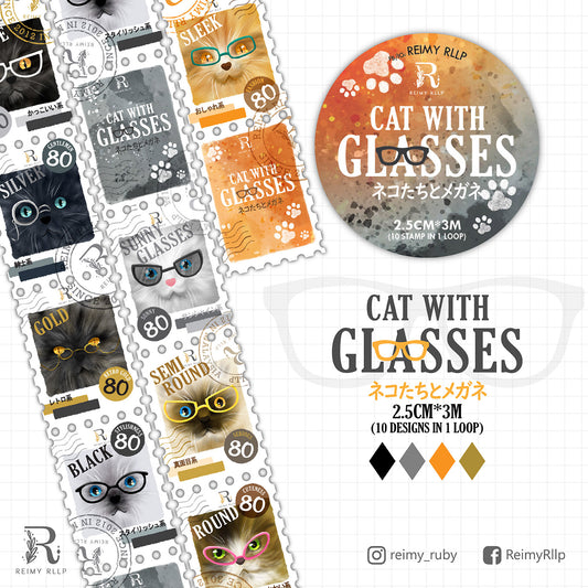 Stamp Washi - Cat with Glasses