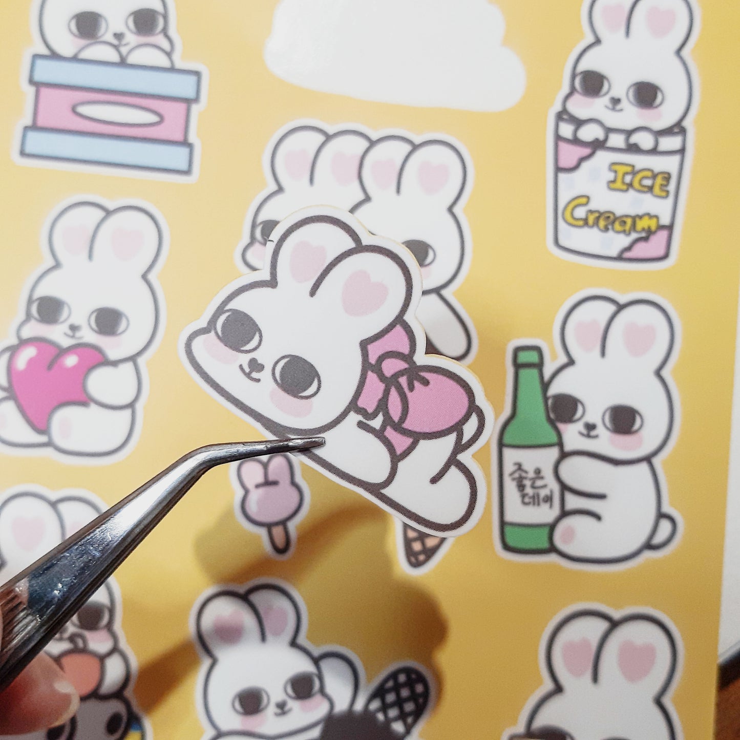 Pinky Bunny Waterproof Sticker Sheet