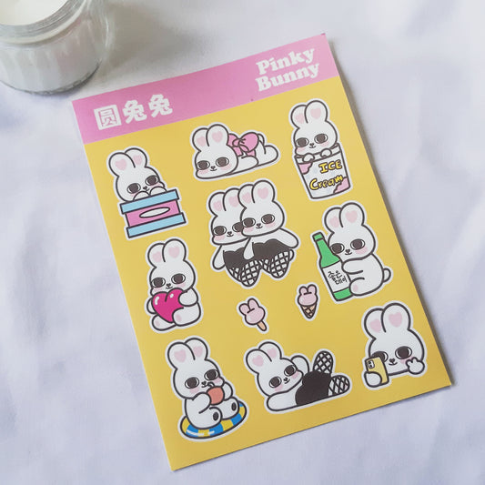 Pinky Bunny Waterproof Sticker Sheet