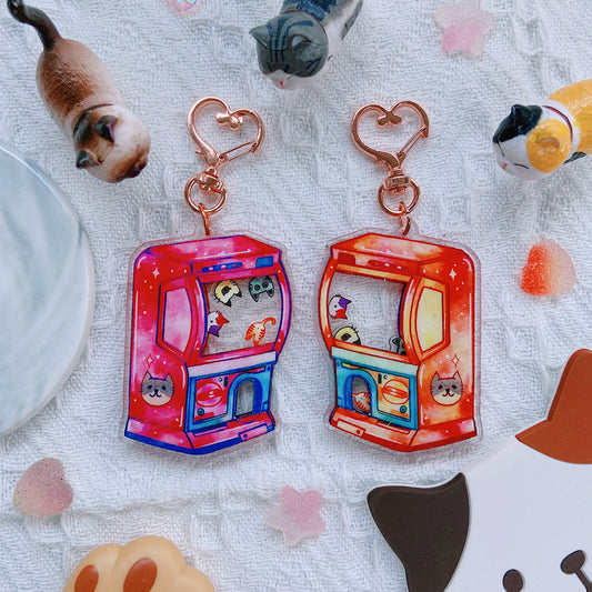 Neko Gachapon Double-sided Shaking Keychain