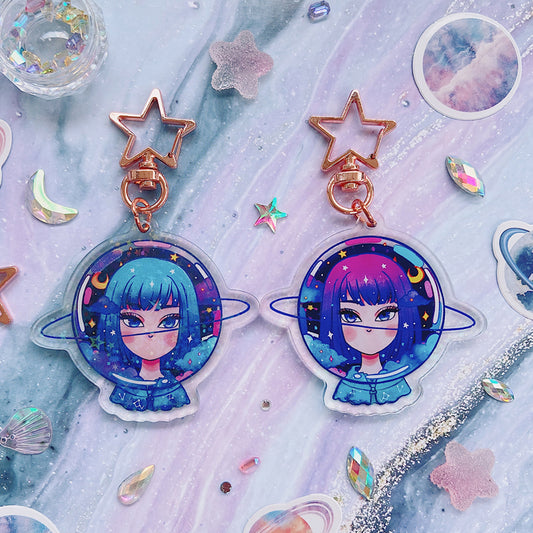 Dream Cosmonaut Glitter Double-sided Keychain
