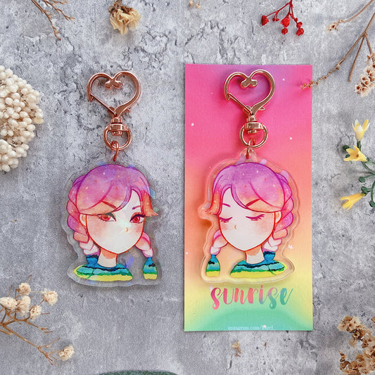 Sunrise Glitter Watercolor Double-sided Keychain
