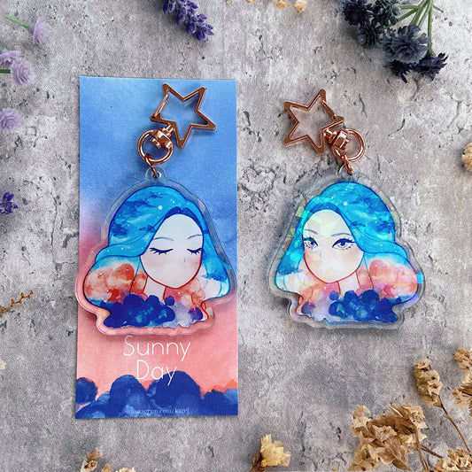 SunnyDay Glitter Watercolor Double-sided Keychain