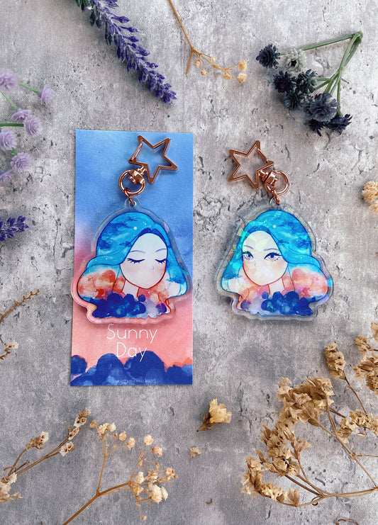 SunnyDay Glitter Watercolor Double-sided Keychain