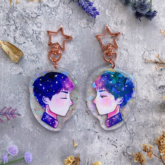 Twilight Glitter Watercolor Double-sided Keychain