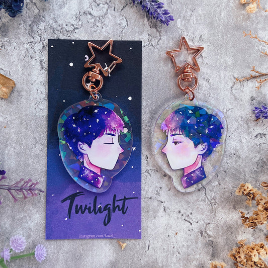 Twilight Glitter Watercolor Double-sided Keychain