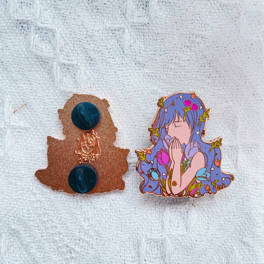 The Prayer Hard Rose Gold Enamel Pin