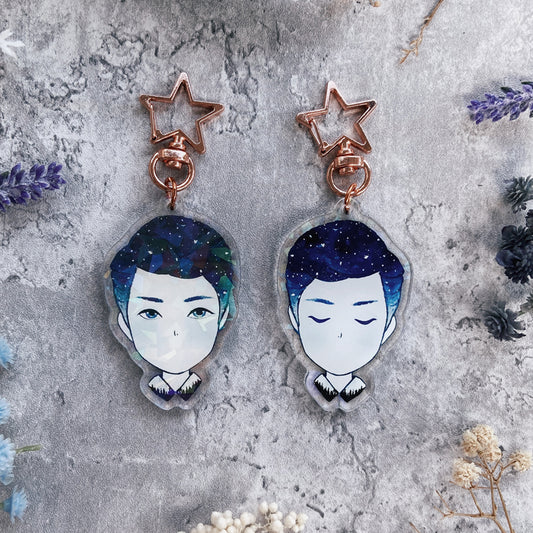 Nightfall Glitter Watercolor Double-sided Keychain