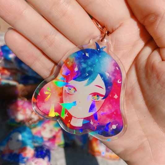 Dawn Glitter Watercolor Double-sided Keychain