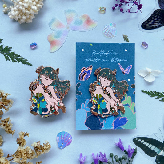 Butterfly Waltz on Bloom Hard Rose Gold Enamel Pin