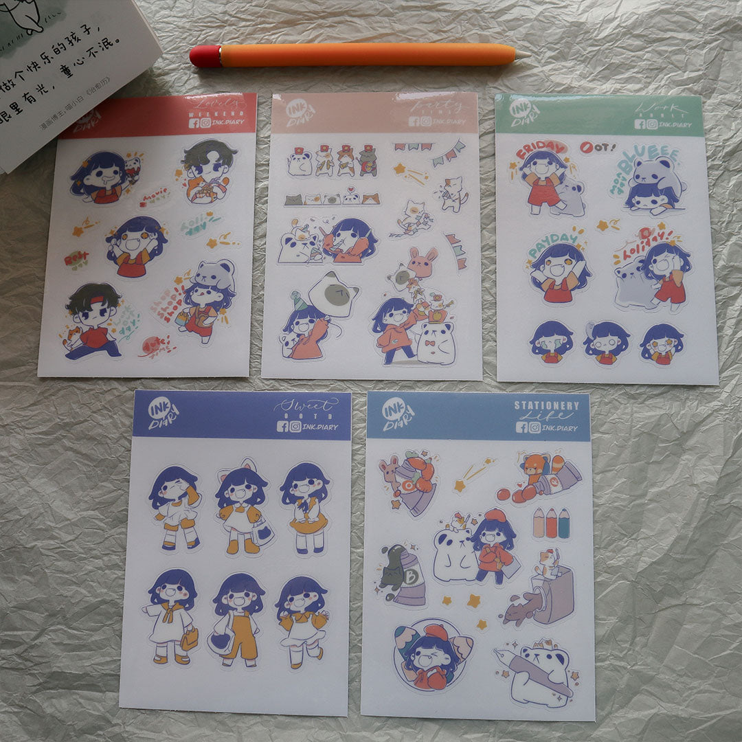 [INK.DIARY] STICKER SHEET-Work adult