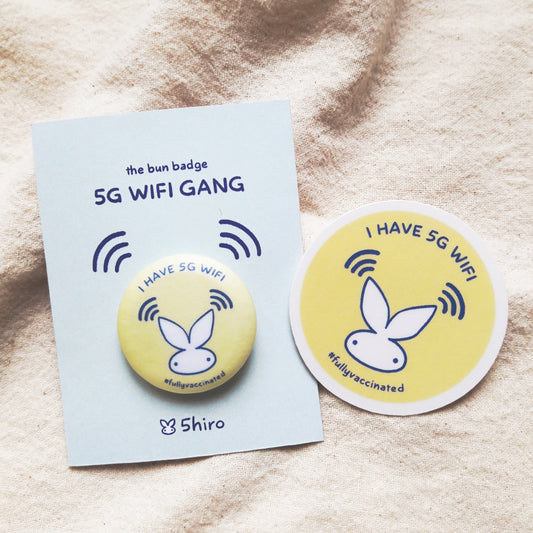 5G Wifi Bun Badge + Sticker Set