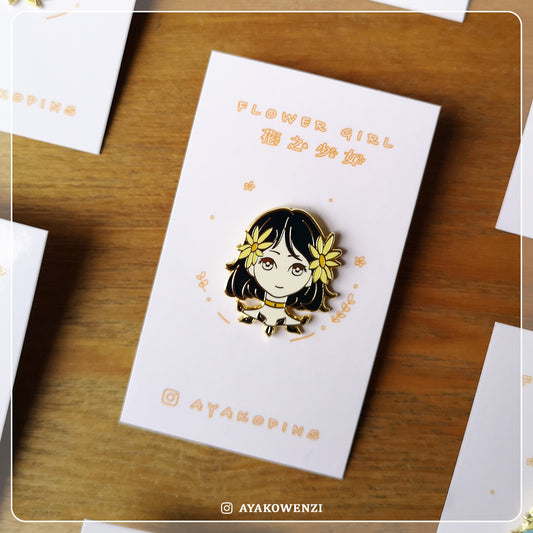 Sunflower Girl Enamel Pin