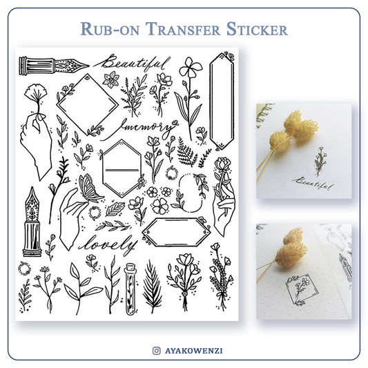 Flowers Rub On Sticker Sheet