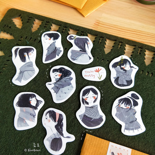 BlueBean Girls in Scarf Sticker Pack