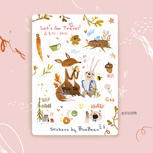 BlueBean Let’s Go Travel Cute Sticker Sheet
