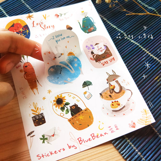 BlueBean Love Story Cute Sticker Sheet