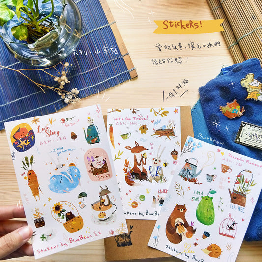 BlueBean Little Sad Cactus Cute Sticker Sheet