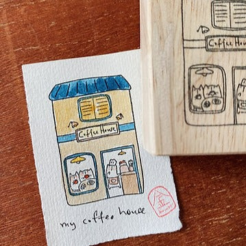 Catdoo rubber stamp - Cat coffee house (CD3691329)