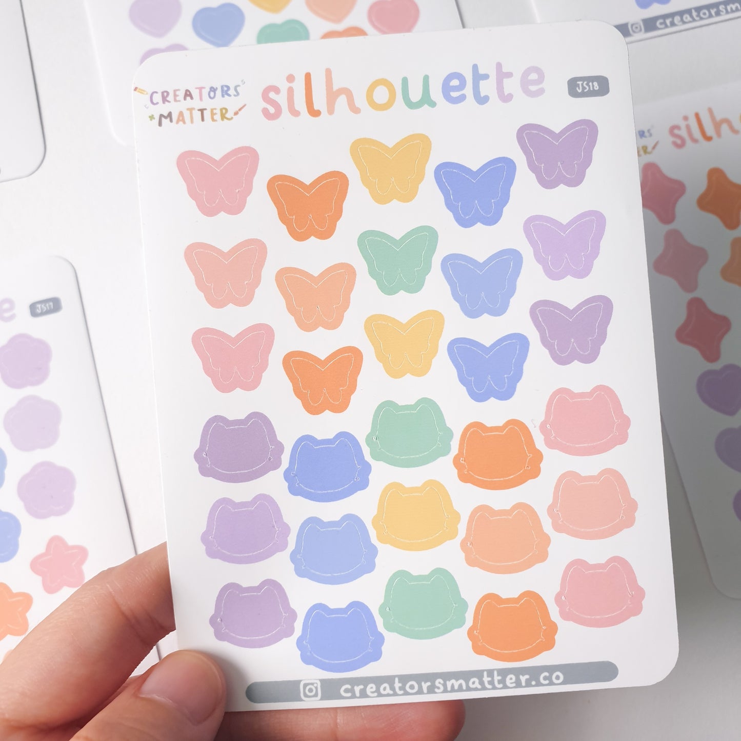 Silhouette (Butterflies & Cats) Sticker Sheet