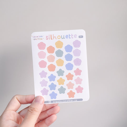 Silhouette (Flowers & Stars) Sticker Sheet