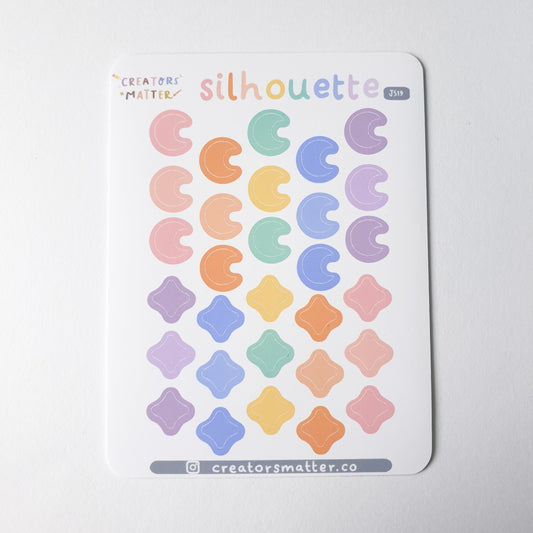 Silhouette (Moons & Stars) Sticker Sheet