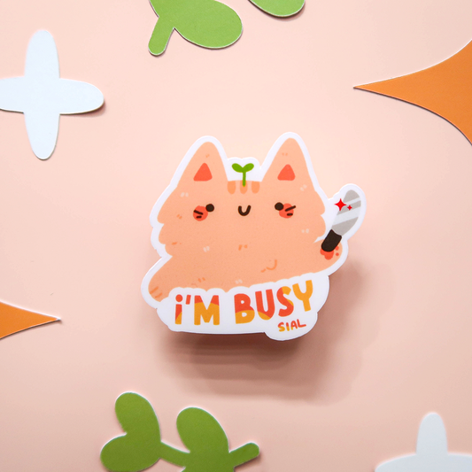 I’m Busy Cat Vinyl Diecut Sticker