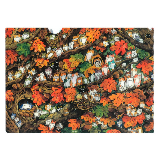 afu A4 Plastic Folder | Autumn Forest Cats