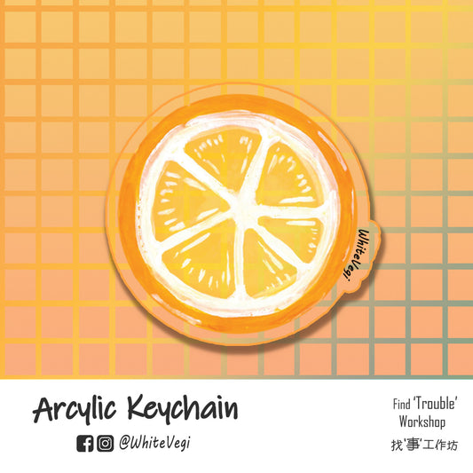 Find Trouble Workshop - Orange Arcylic Keychain
