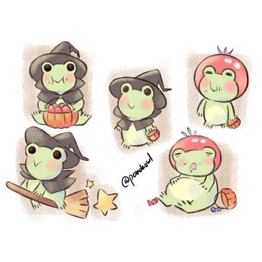 Halloween frog stickers set