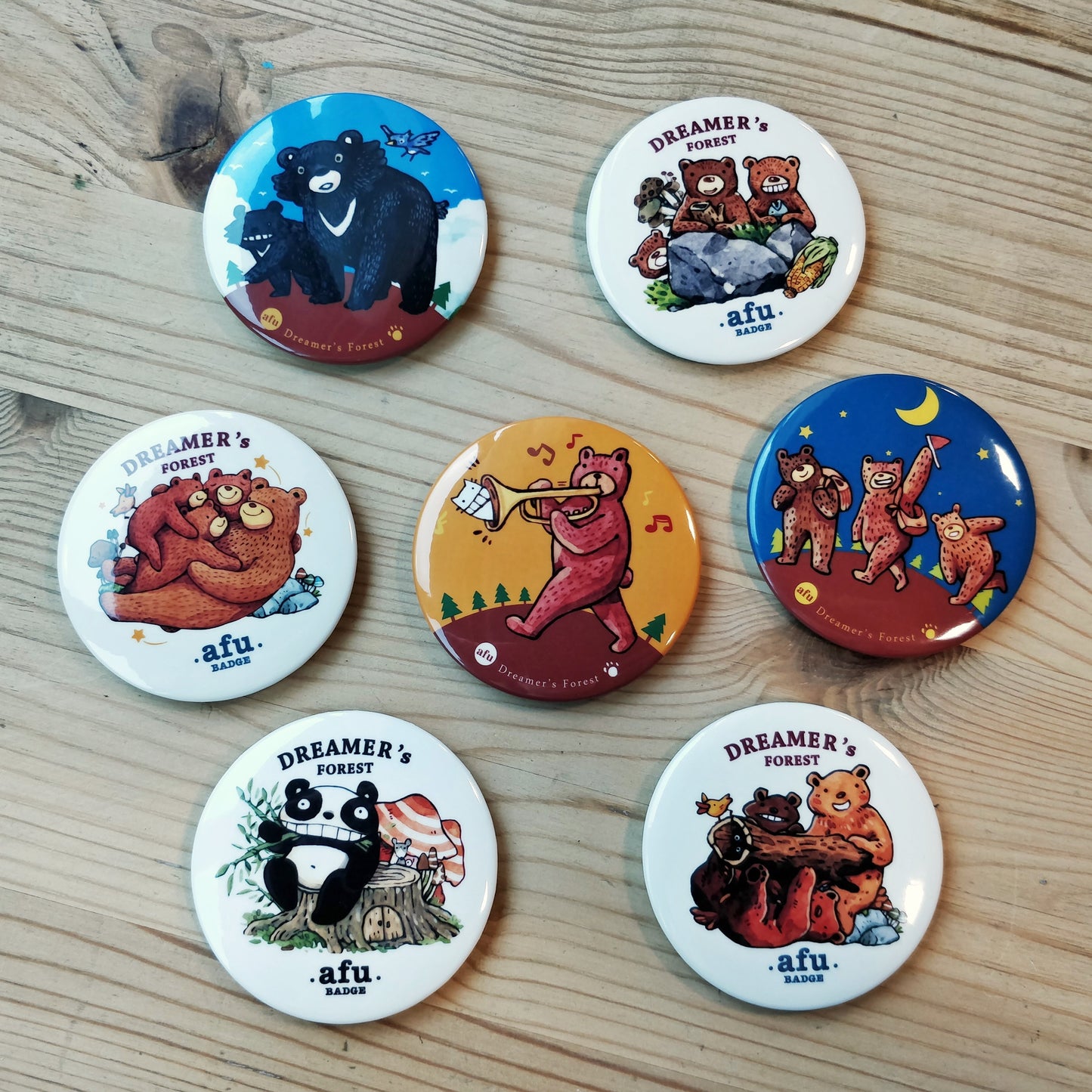 afu button | Dreamer's Forest Bears & Log