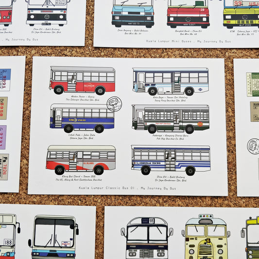 My Journey By Bus | Postcard - KL Classic Buses - Side View