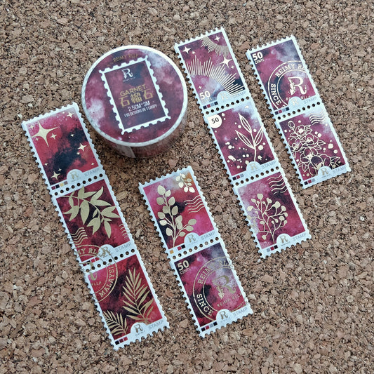 Gold Foil Stamp Washi - Garnet | Red Stone