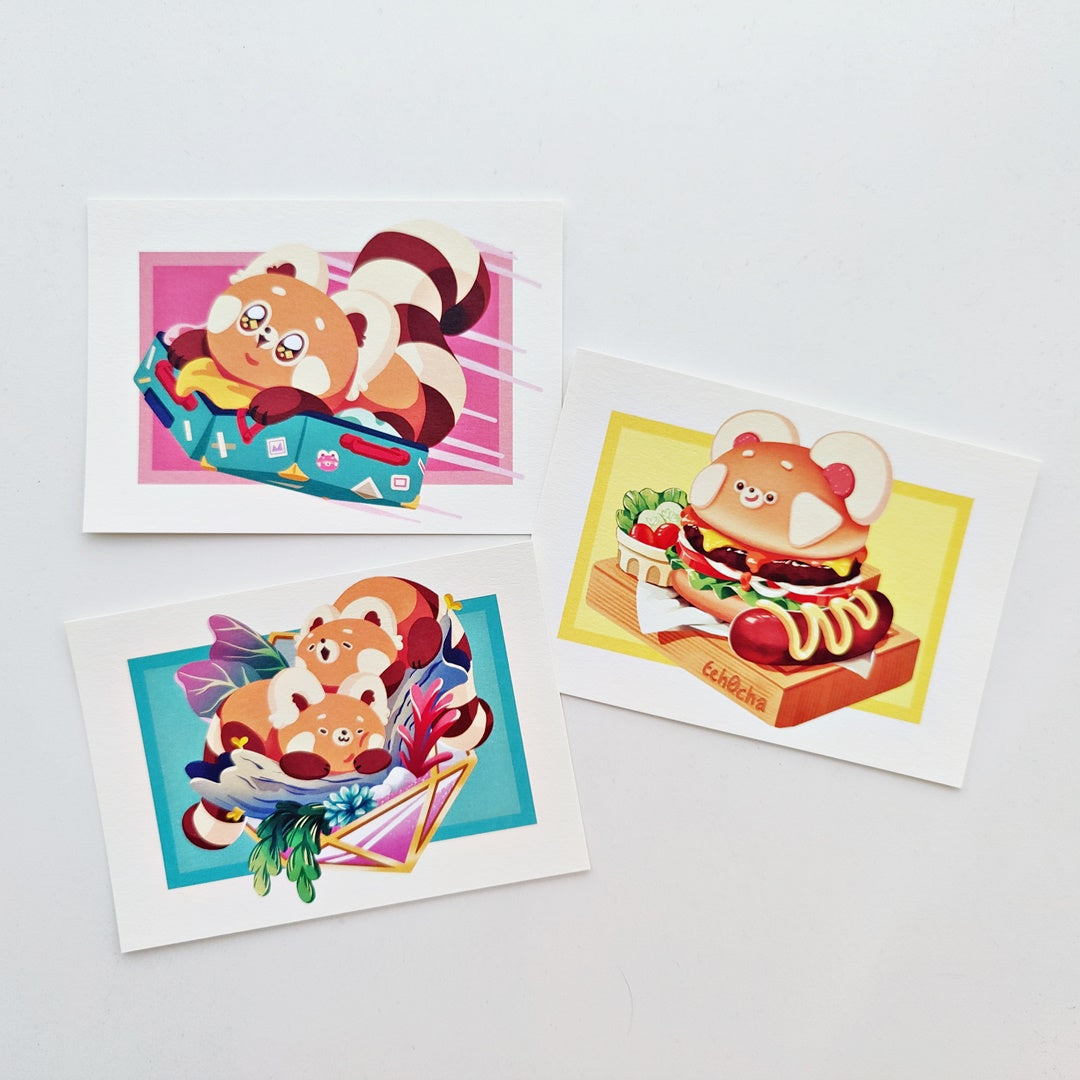 Red Panda Fast Food A6 postcard