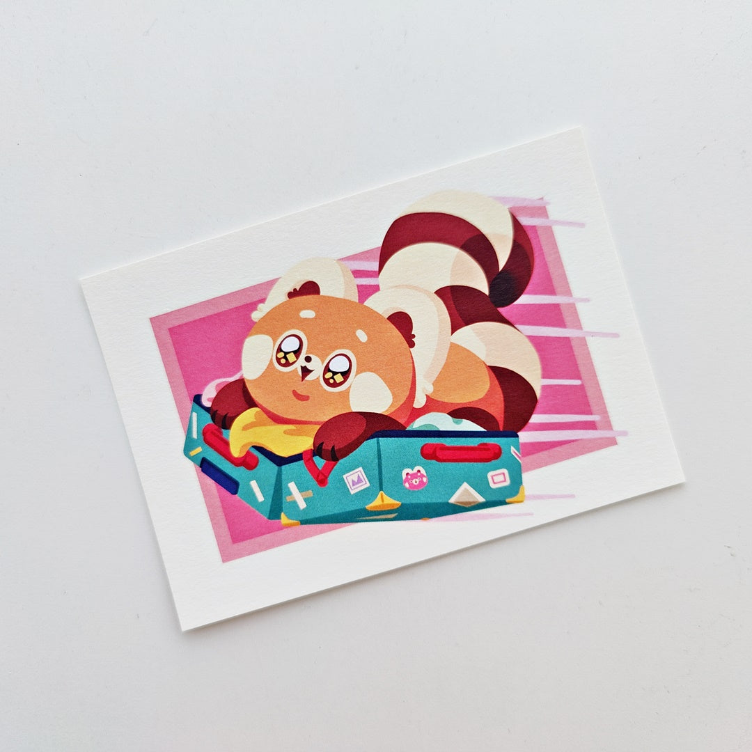 Red Panda Luggage Bag A6 postcard