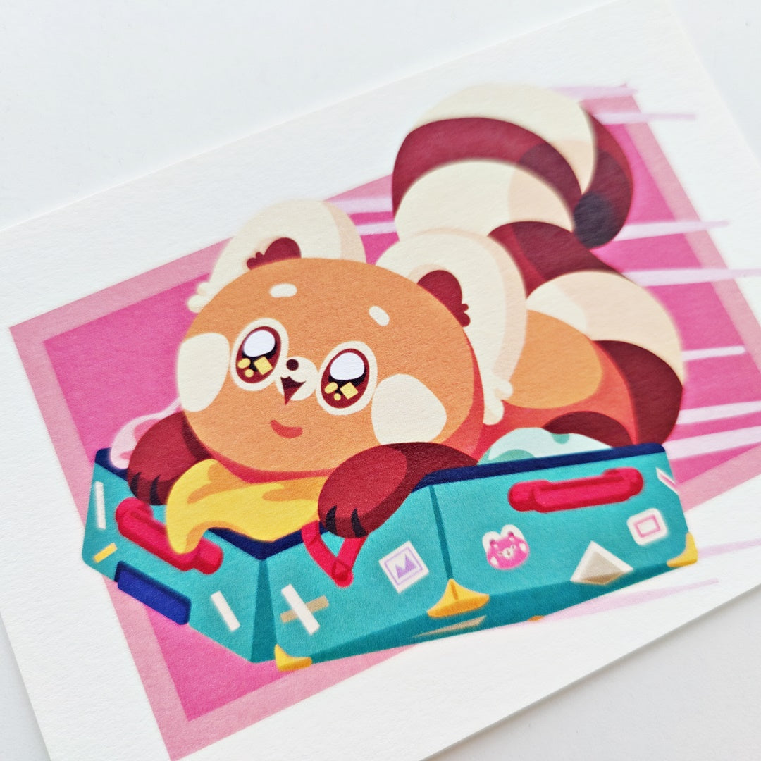 Red Panda Luggage Bag A6 postcard