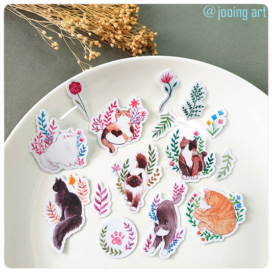 Cat with plants Stickers