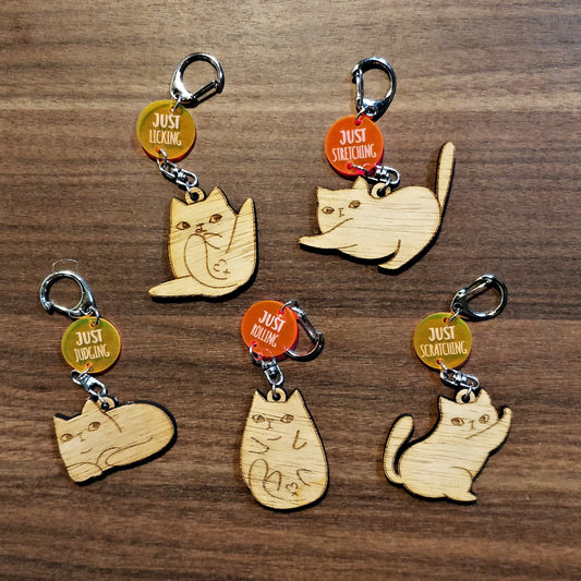 it's JUST a cat Wooden Keychain