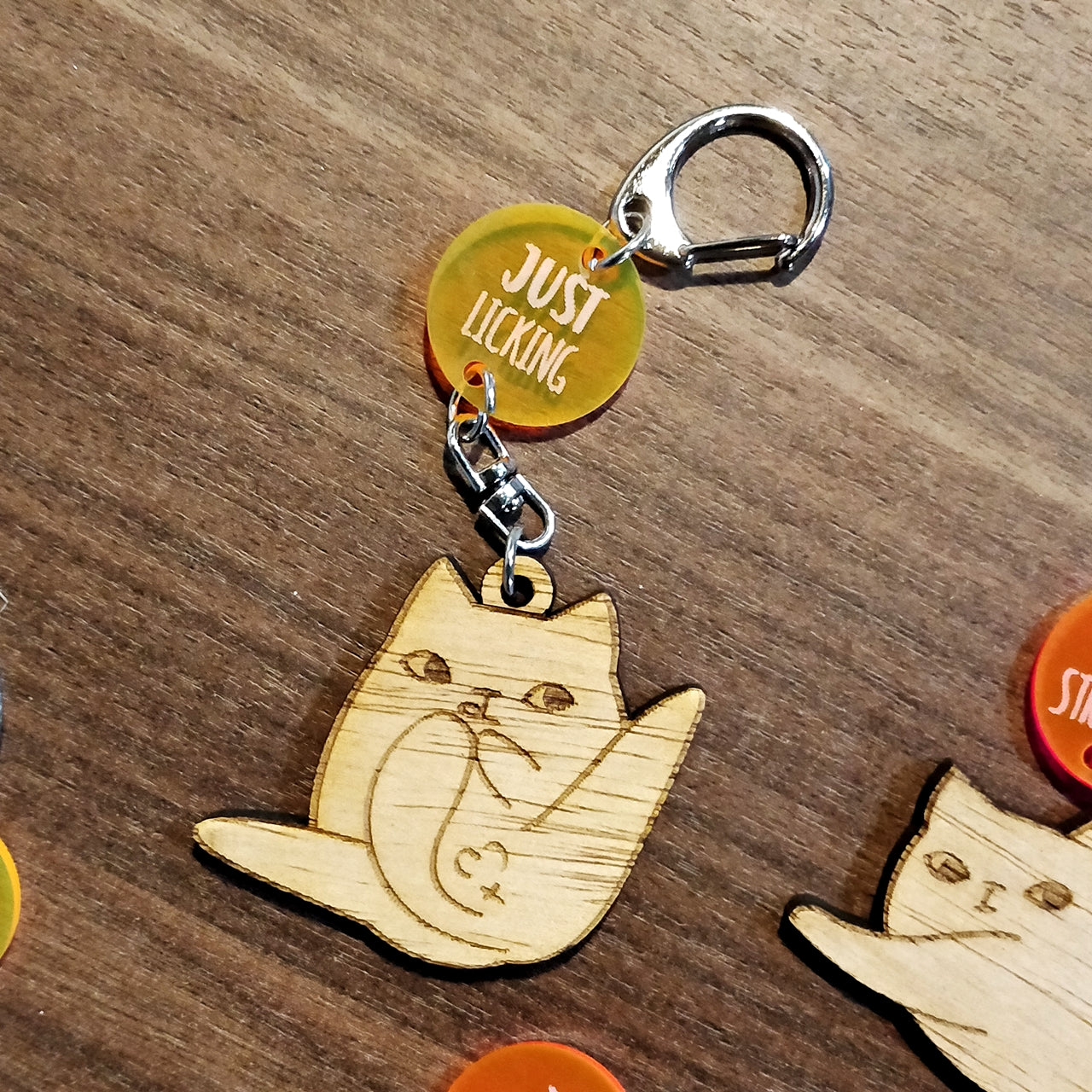 it's JUST a cat Wooden Keychain