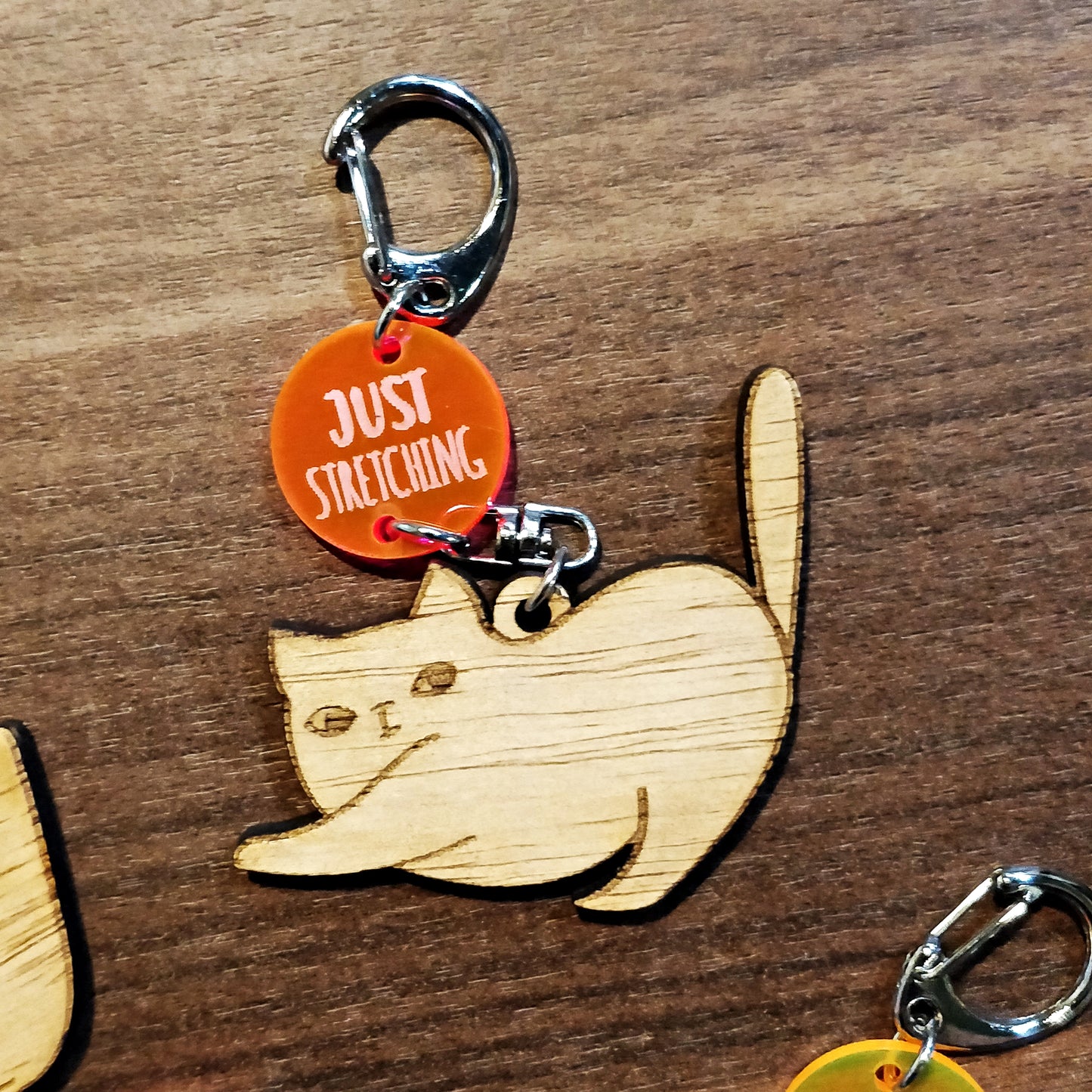 it's JUST a cat Wooden Keychain