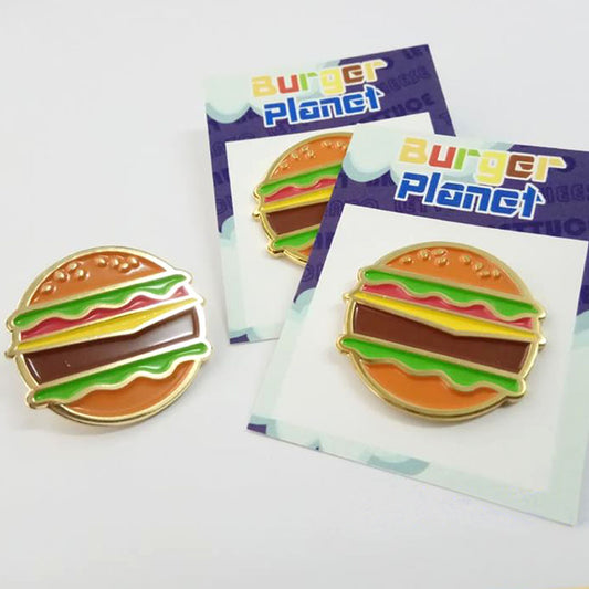 Burger Planet Enamel Pin