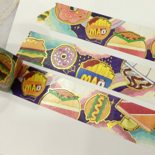 FastFood Planet gold foil washi tape