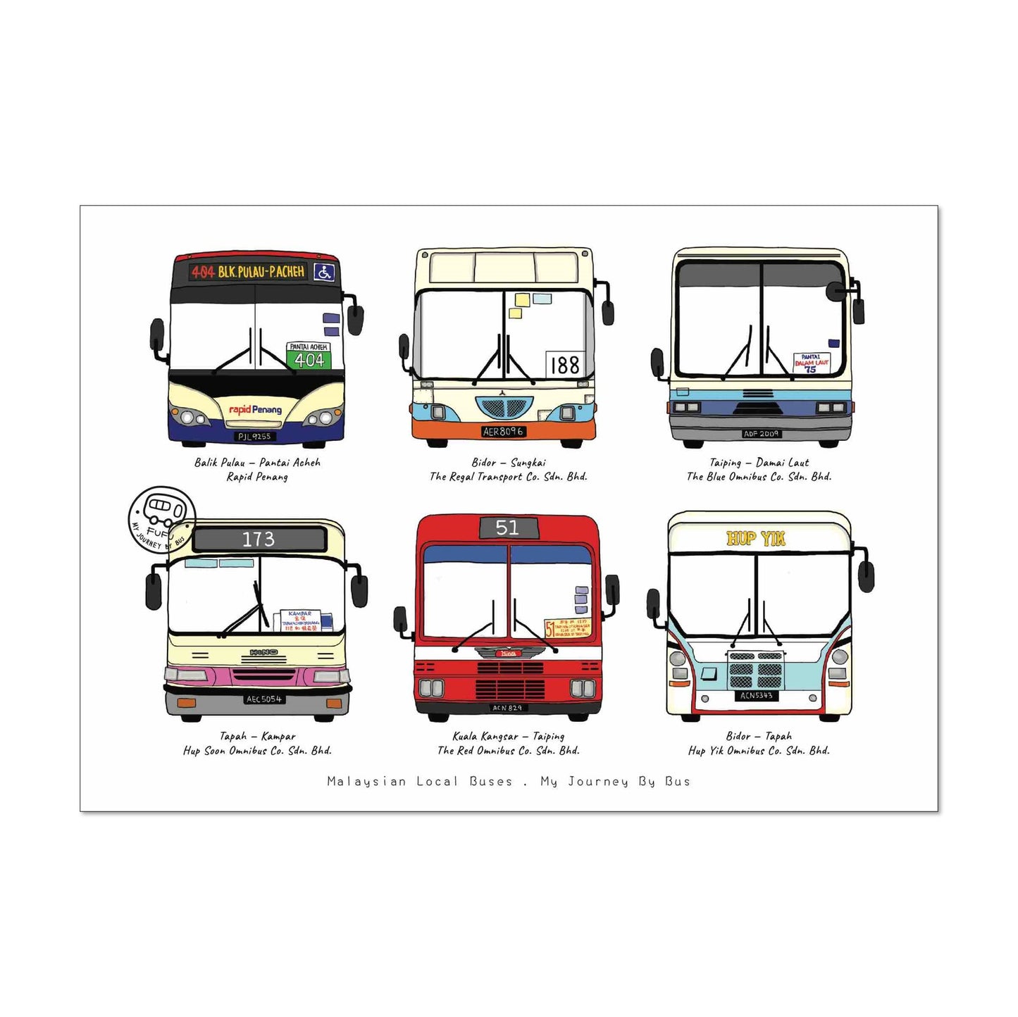 My Journey By Bus | Postcard - Local Buses - Front View