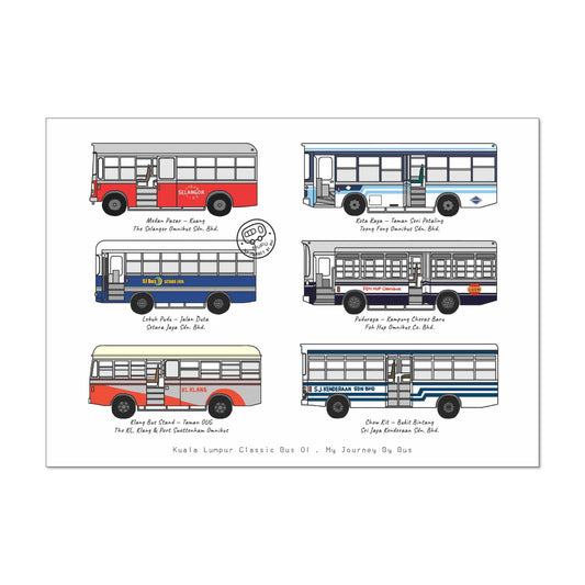 My Journey By Bus | Postcard - KL Classic Buses - Side View